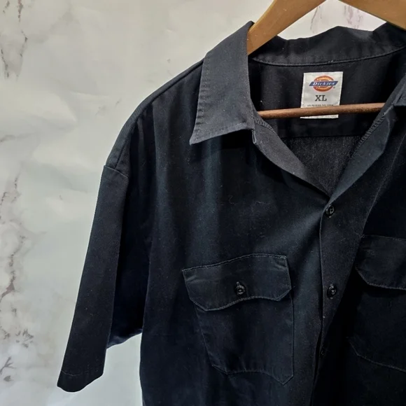Dickies Shirt Mens XL Black Short Sleeve Button Up Shop Mechanic Workwear - Picture 2 of 10